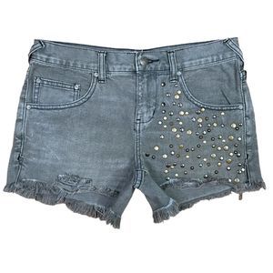 Free People Studded Denim Cut-Off Shorts
